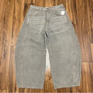 Free People We The Free good luck barrel Washed Gray Cotton Jeans